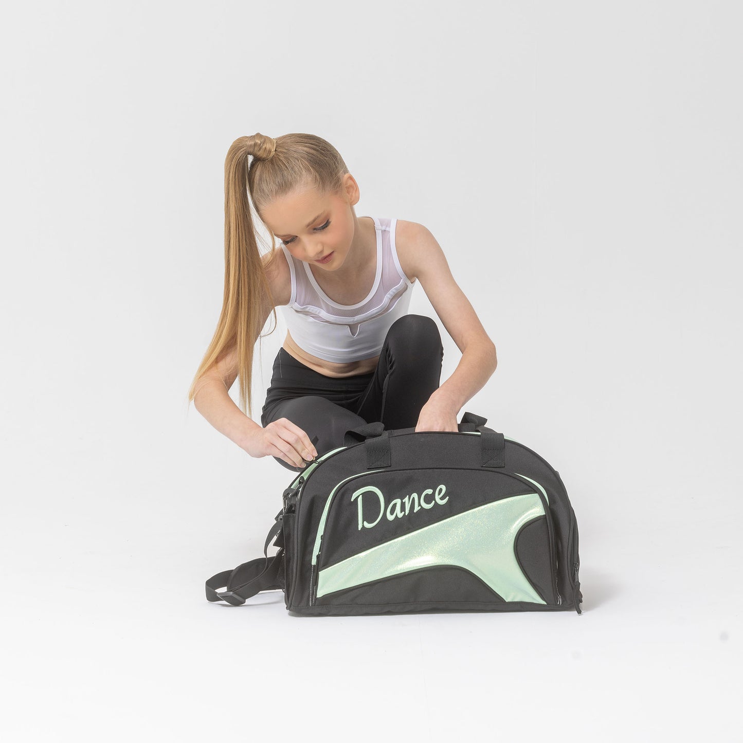 Studio 7 NEW Eco-Friendly Junior Duffel Bag - Black + Cool Mint