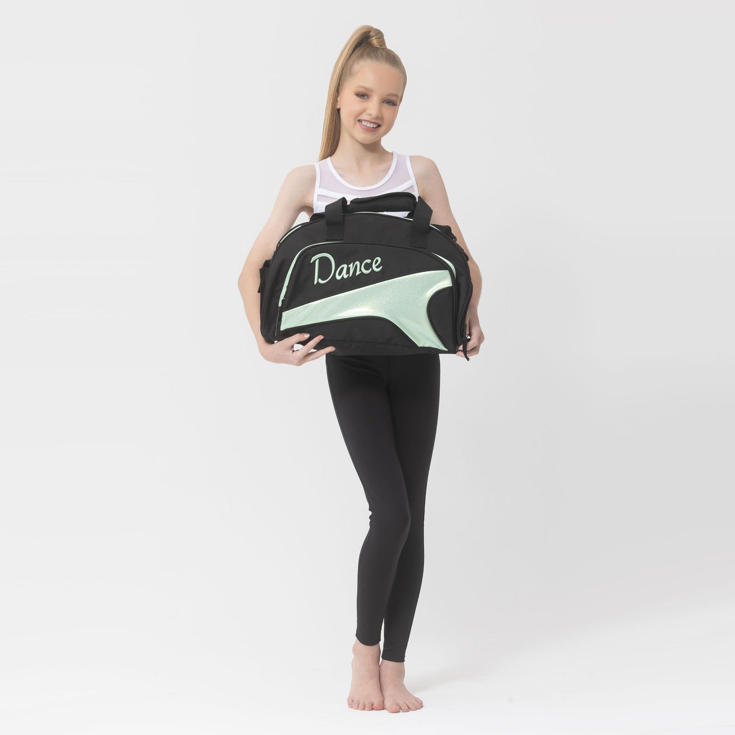 Studio 7 NEW Eco-Friendly Junior Duffel Bag - Black + Cool Mint