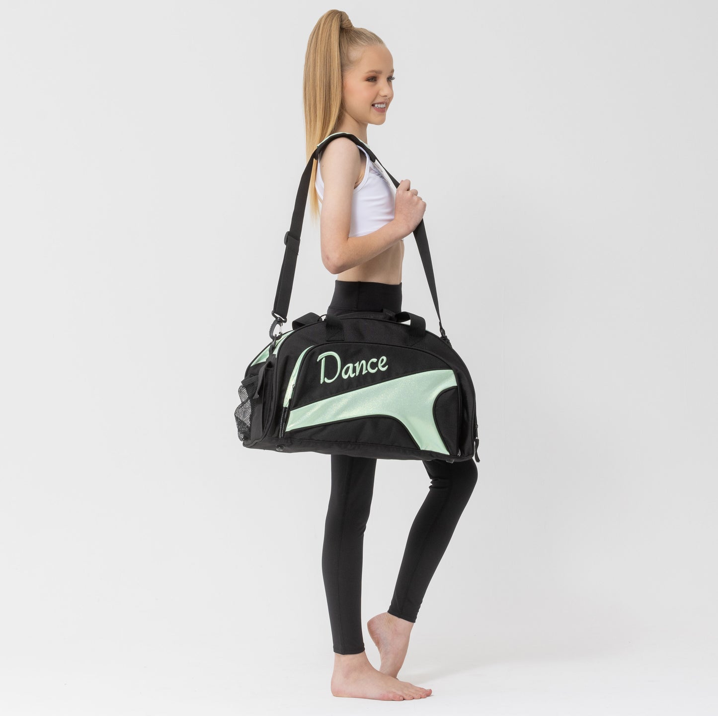 Studio 7 NEW Eco-Friendly Junior Duffel Bag - Black + Cool Mint