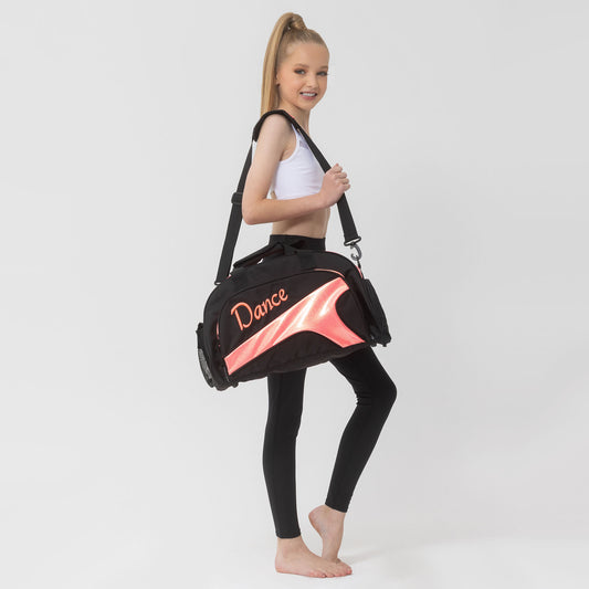 Studio 7 NEW Eco-Friendly Junior Duffel Bag - Black + Hot Coral