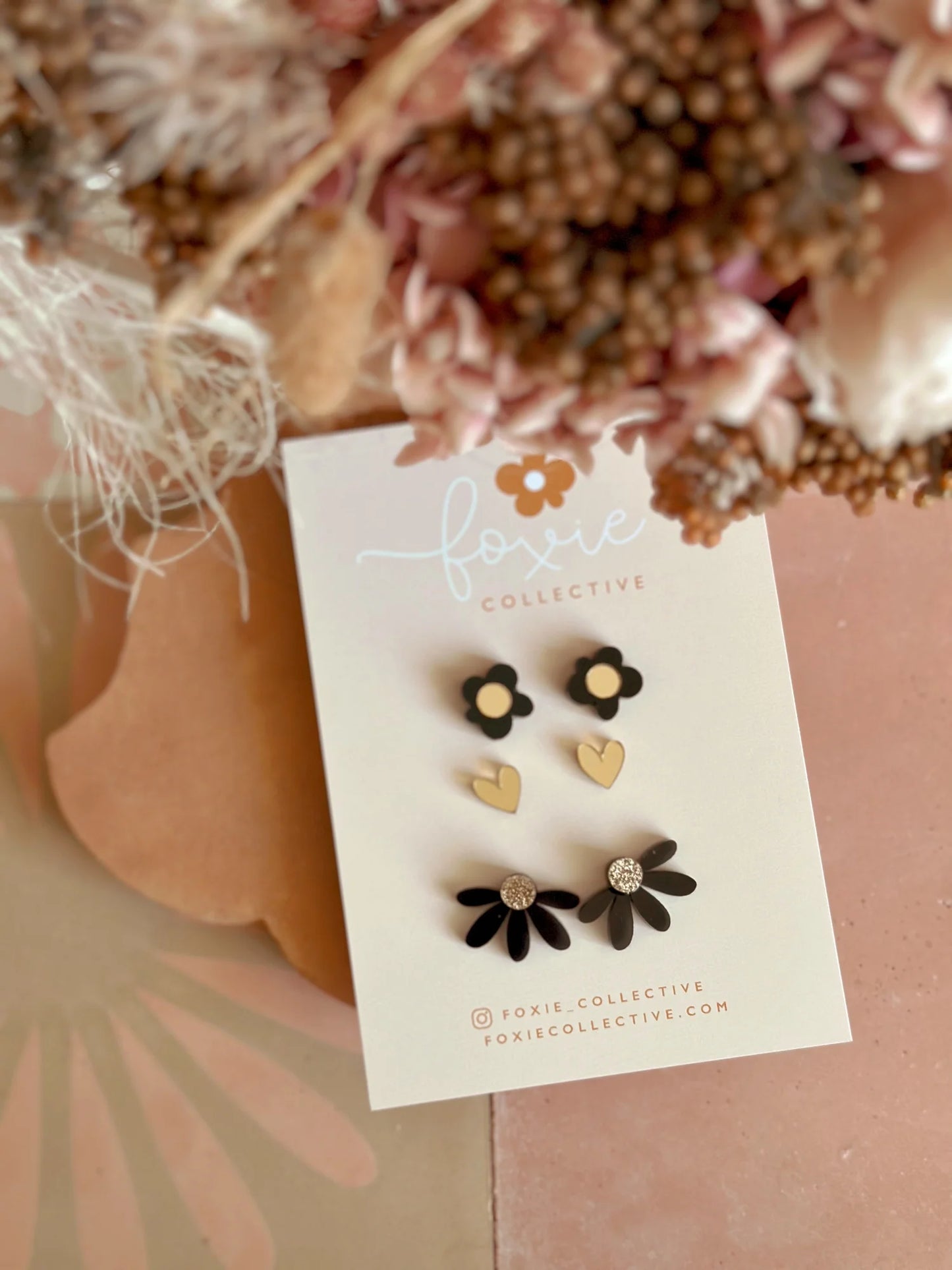 Foxie Collective Stud Pack Trio | Black + Gold