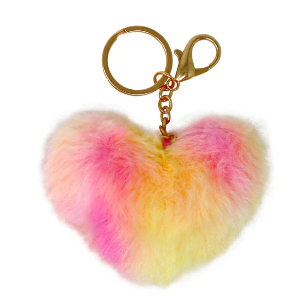 Pink Poppy Fluffy Heart Key Chain - Assorted