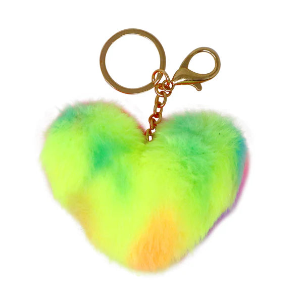 Pink Poppy Fluffy Heart Key Chain - Assorted