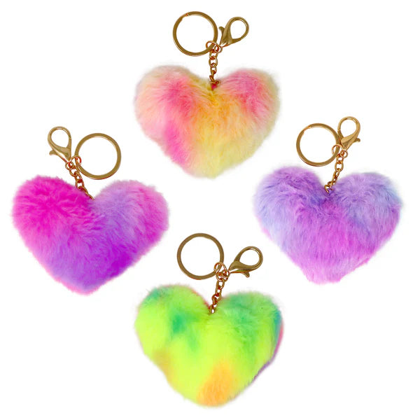 Pink Poppy Fluffy Heart Key Chain - Assorted