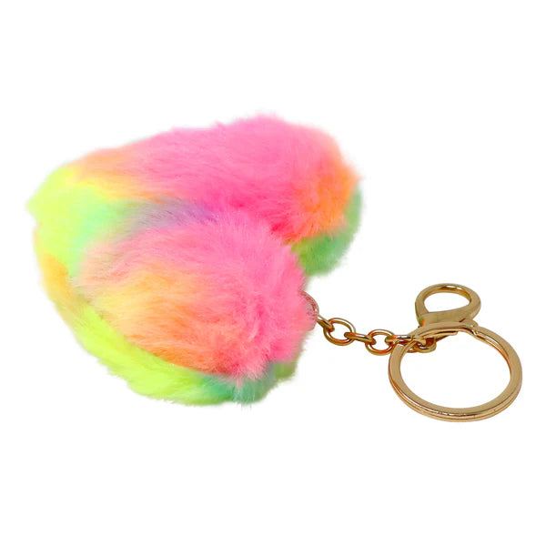 Pink Poppy Fluffy Heart Key Chain - Assorted