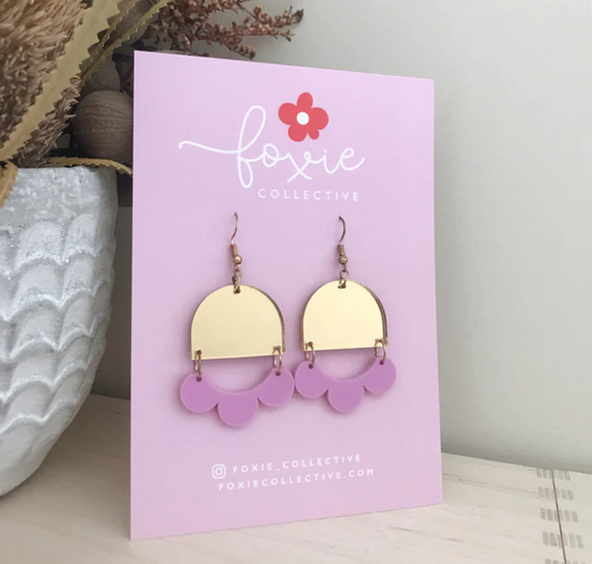 Foxie Collective Marlie Earrings | Gold Mirror + Lilac