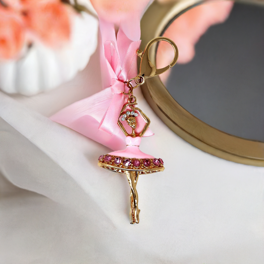 Pink Poppy Ballet Gemstone Bag Charm