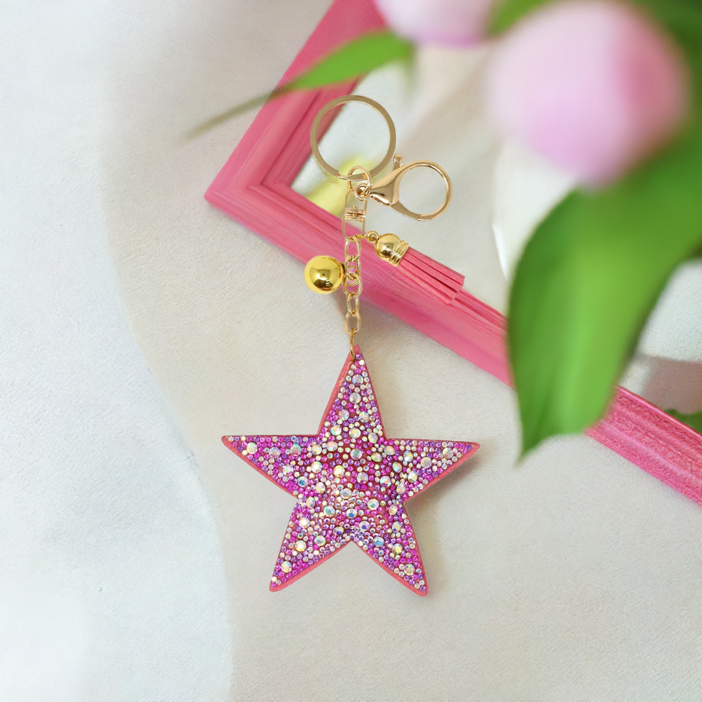 Pink Poppy Shiny Star Bag Charm