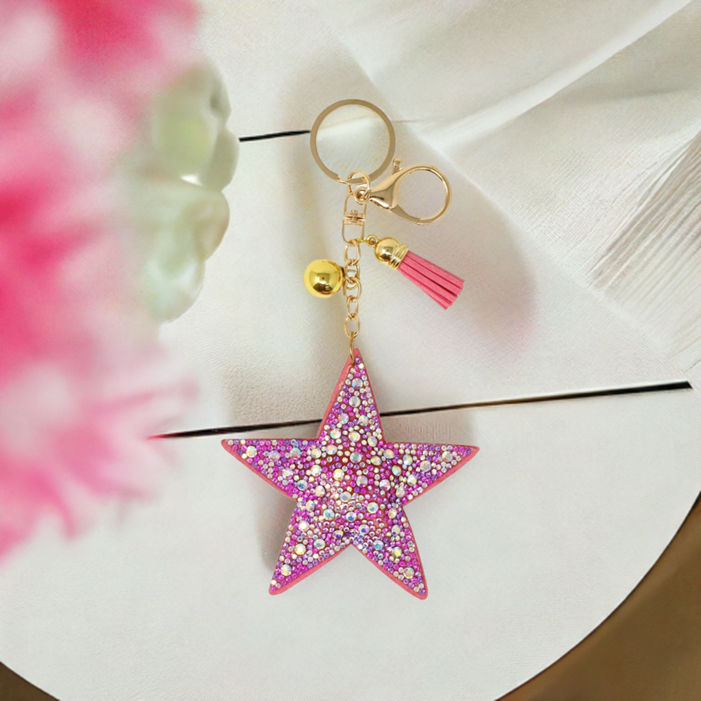 Pink Poppy Shiny Star Bag Charm