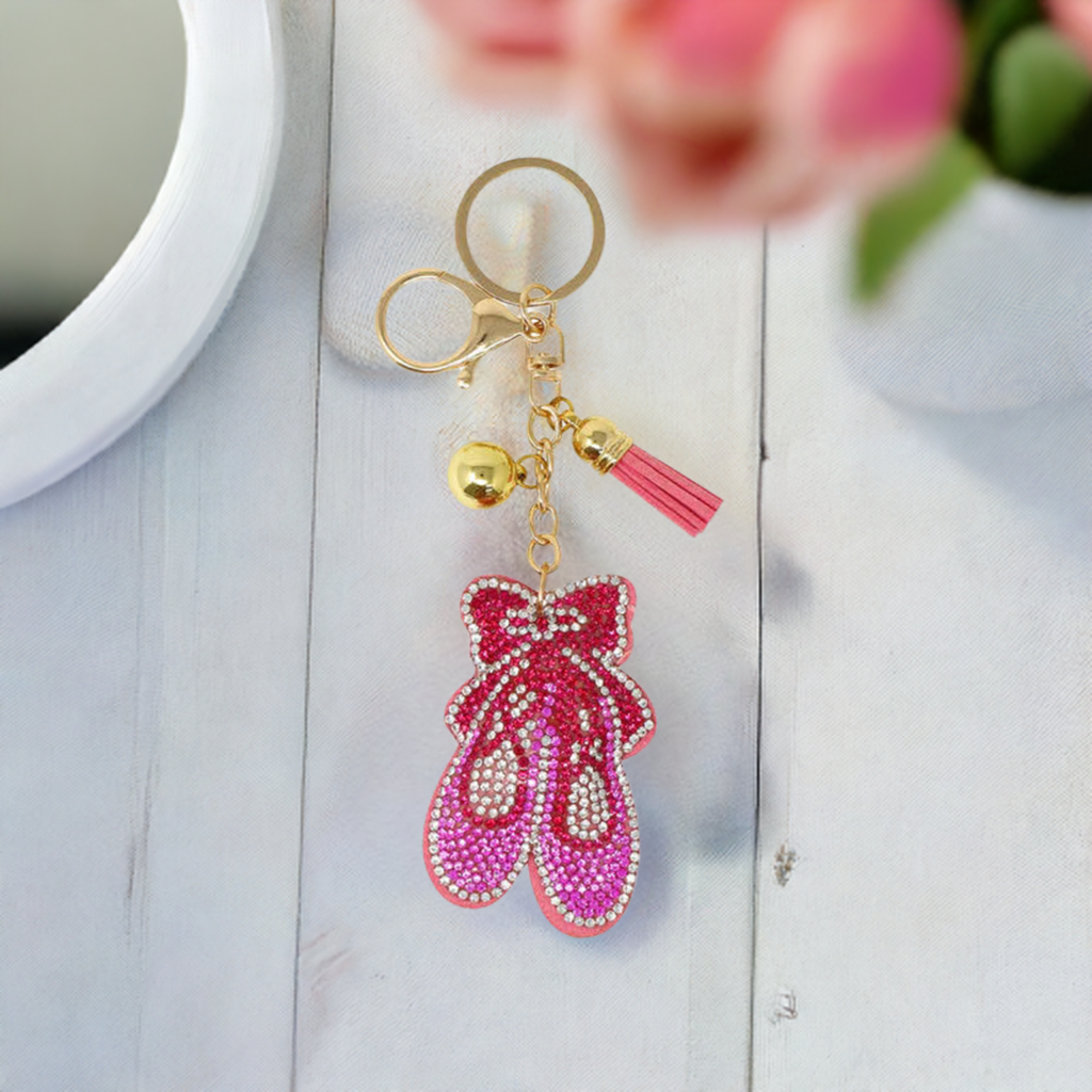 Pink Poppy Sparkle Bag Charm - Ballerina Jewel