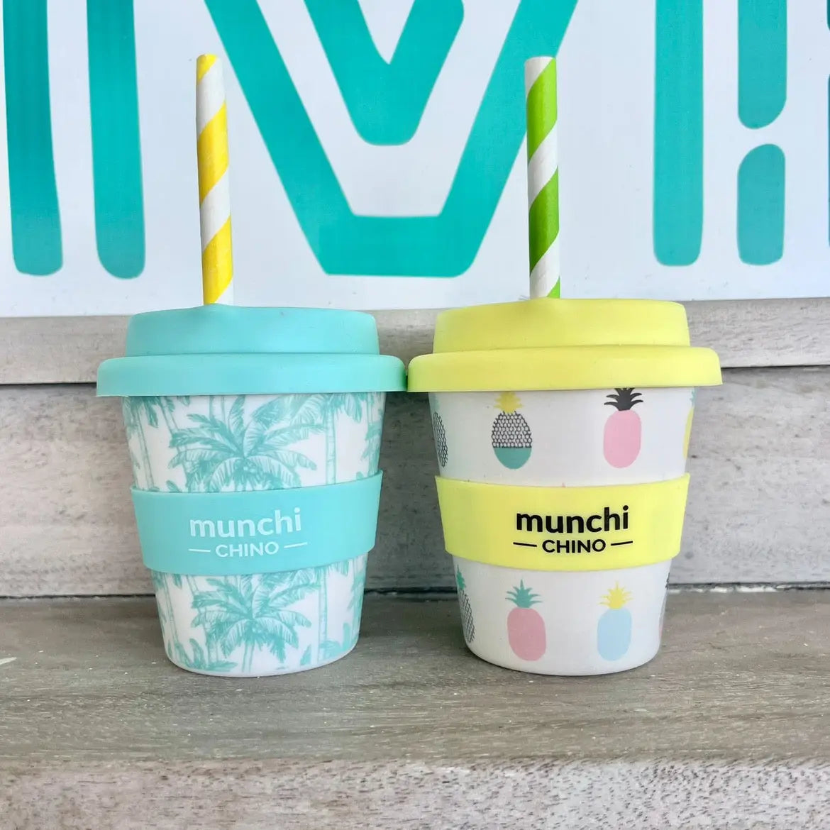 munchi Pretty Pineapple Babychino Cup with Straw