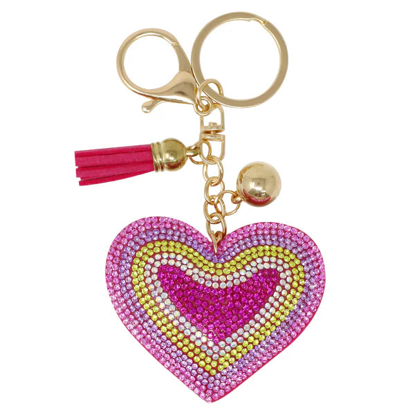 Pink Poppy Jewelled Rainbow Heart Bag Charm