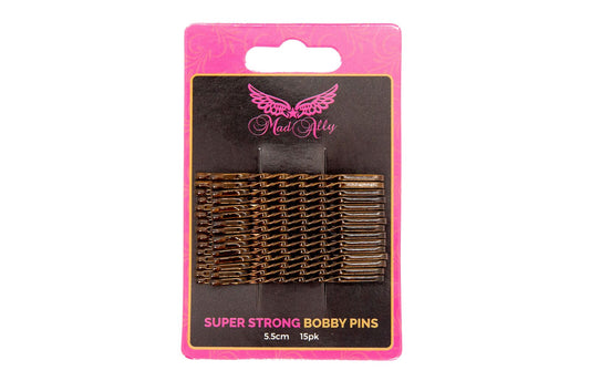 Mad Ally Super Strong Bobby Pins - Brown