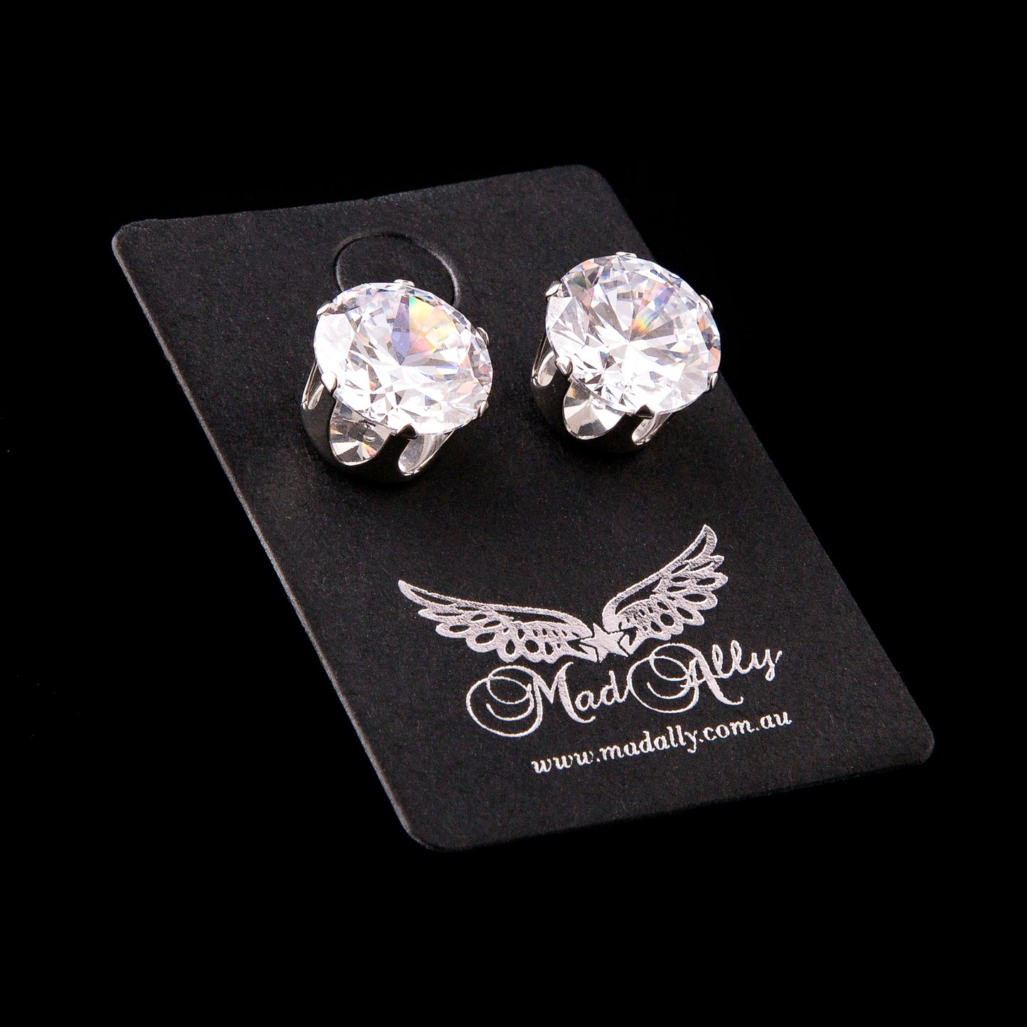 Mad Ally Diamante Stud Earrings - 10mm