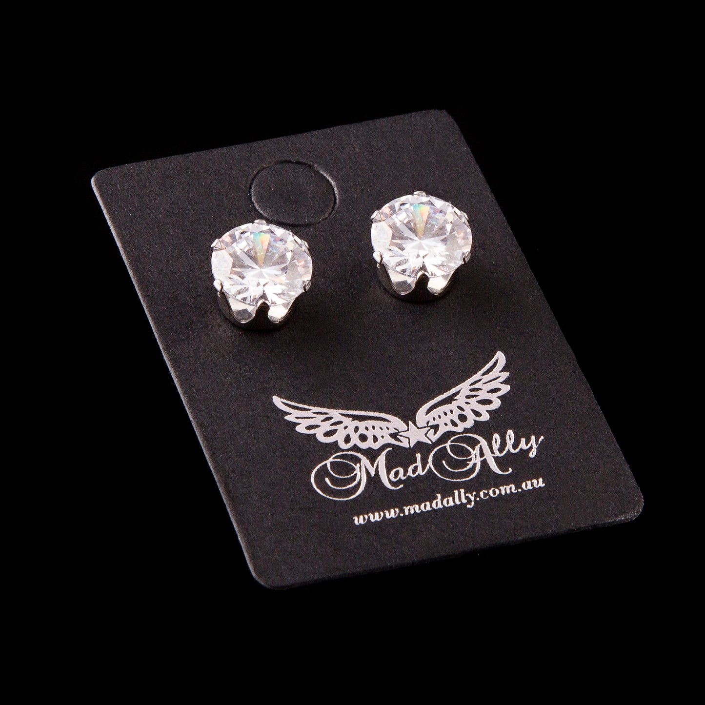 Mad Ally Diamante Stud Earrings - 8mm