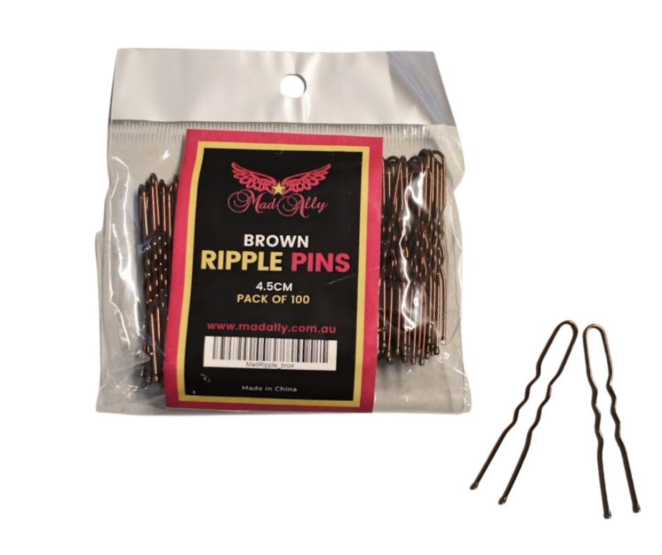 Mad Ally Ripple Pins - 4.5cm Brown 100pk