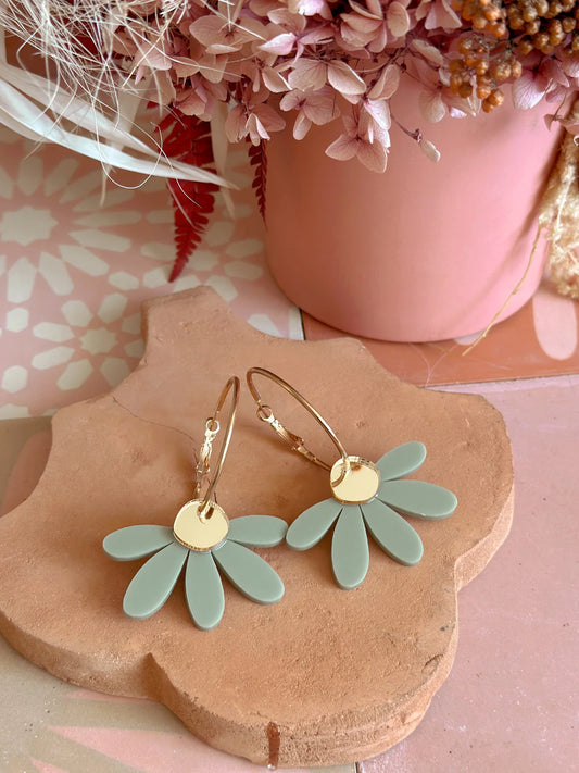 Foxie Collective Jumbo Daisy Hoop Earrings | Sage + Gold