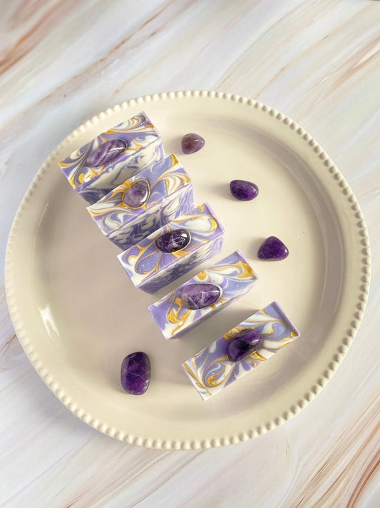 Tammi Home Australian Handmade Artisan Soap - 💎 Amethyst Gemstone with Silk